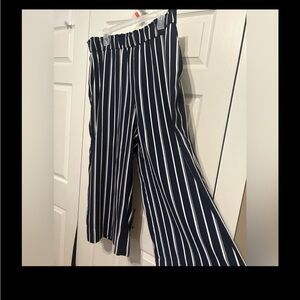 H&M Blue & White Striped Culottes/Wide Leg Pants